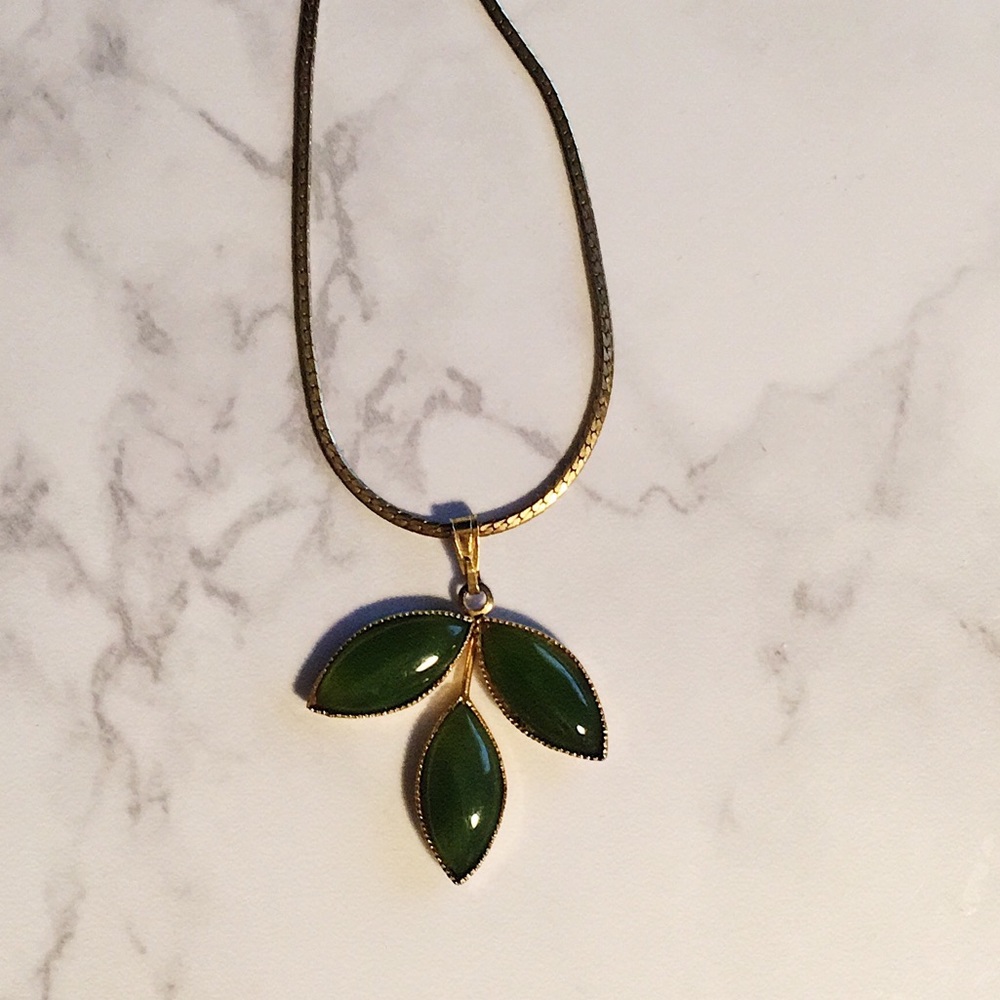 SOLD Floral Green Leaf Necklace